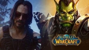 Cyberpunk character next to World of Warcraft character