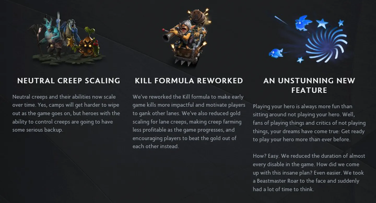 Screenshot showing some of the new Dota 2 updates that have come with the New Frontiers update